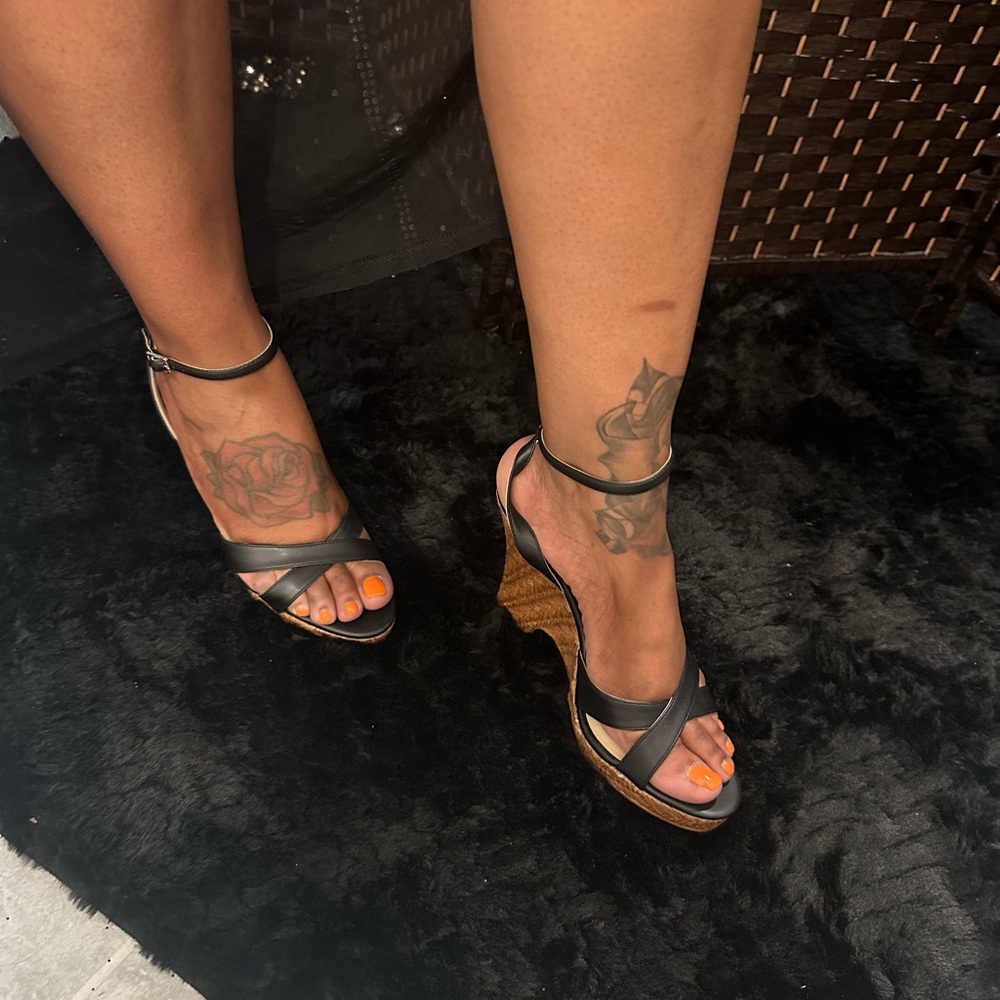 Jessica Simpson Black Wedge Sandals